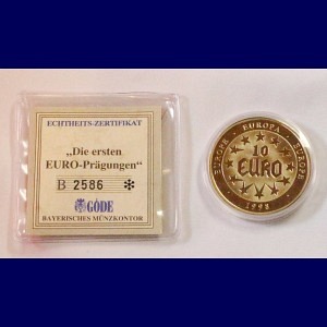 Die ersten Europrägungen, 10 Euro, 40mm